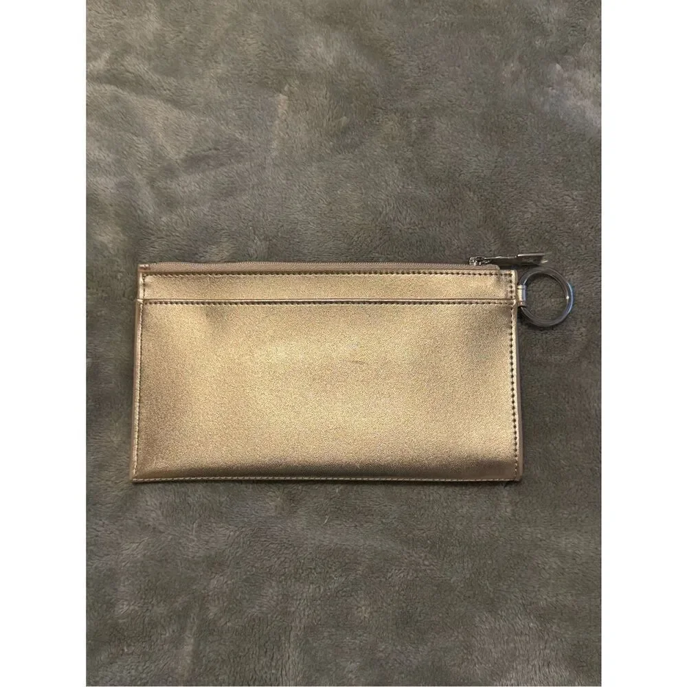 Metallic Gold Slim Wristlet Clutch with Key Ring